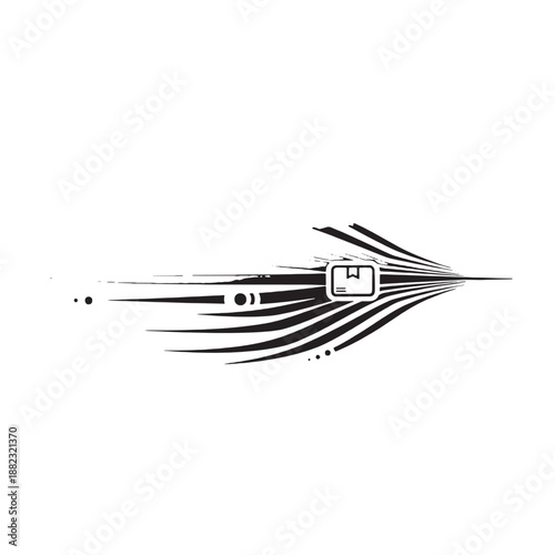 Abstract Black Speed Lines Burst with Central Convergence and Dynamic Motion.