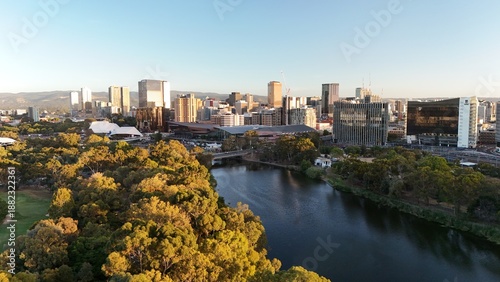 Obraz na plátne Adelaide City, South Australia – Aerial Drone View of City Skyline, CBD, urban l