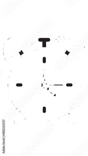 Minimalist clock schematic with subtle faded markers and circular design.