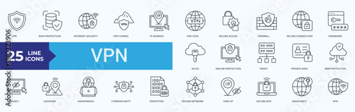 VPN Icon Pack Illustration Vector Outline Style 