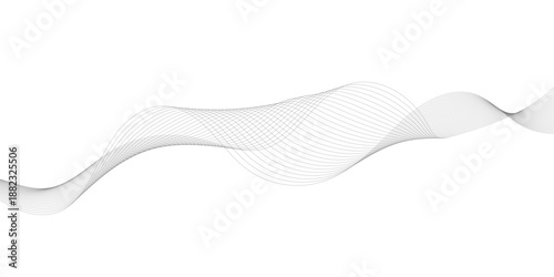 Abstract grey smooth element wavy modern curve lines on transparent background. Digital frequency track equalizer. Abstract frequency sound wave lines, twisted curve lines and technology background.