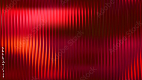 Red background texture for ribbed glass gradient and effect pattern abstract. 3d line for light window and premium corrugated metal. Red wave frosted for ribbed reed background.