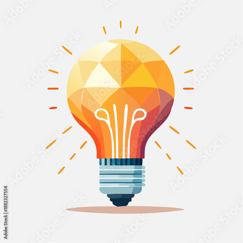 Illustration of a glowing lightbulb depicting innovation and creativity with bright ideas emanating from it