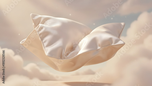 A silk pillow unfolding mid air dreamlike softness