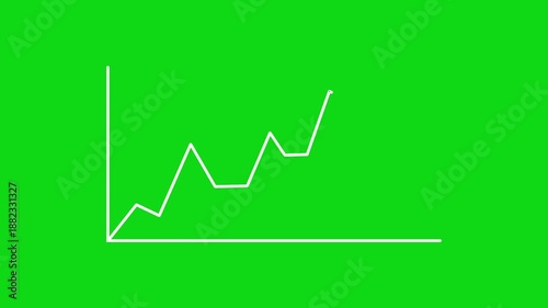 Animated Line upward growth Graph on Green Screen Background Data Growth Chart Motion Graphic for Business and Analytics Videos