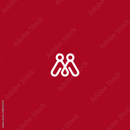 Letter M people logo icon flat vector design