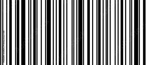 Black and white bar code seamless pattern. Monochrome binary background with irregular thin and thick vertical lines, abstract 2‑bit texture, simple vector illustration for tech design and packaging