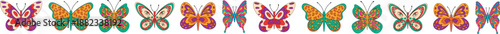 Groovy retro butterfly border in funky colorful 70s pattern style . Funky design with y2k and retro influence, artistic and graphic for vibrant backgrounds modern usage.