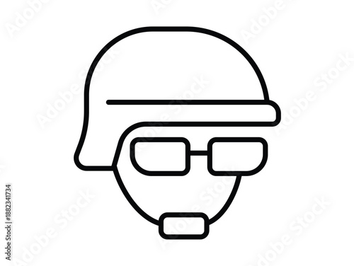 Stylish Military Icon Illustrating Soldier in Helmet with Glasses