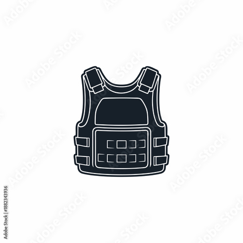 Tactical Bulletproof Vest Icon Body Armor Vector Illustration Military Security Equipment