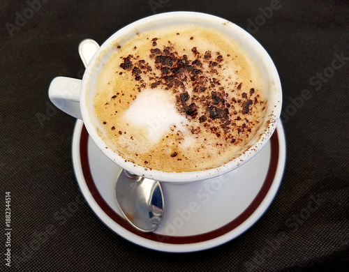 Cappuccino Coffee Cup with Cinnamon and Cocoa