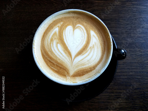 Closeup on Cappuccino Coffee Cup Froth Heart