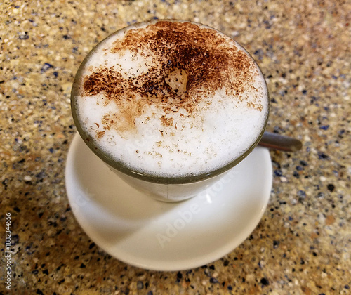 Cappuccino Coffee Cup with Cinnamon and Cocoa