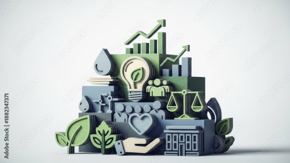 Obraz premium Sustainable Development and Environmental Protection Concept Illustration.