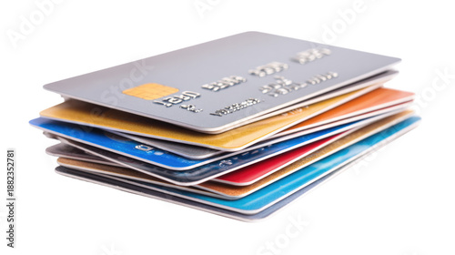 Stack of Credit Cards on Isolated Background