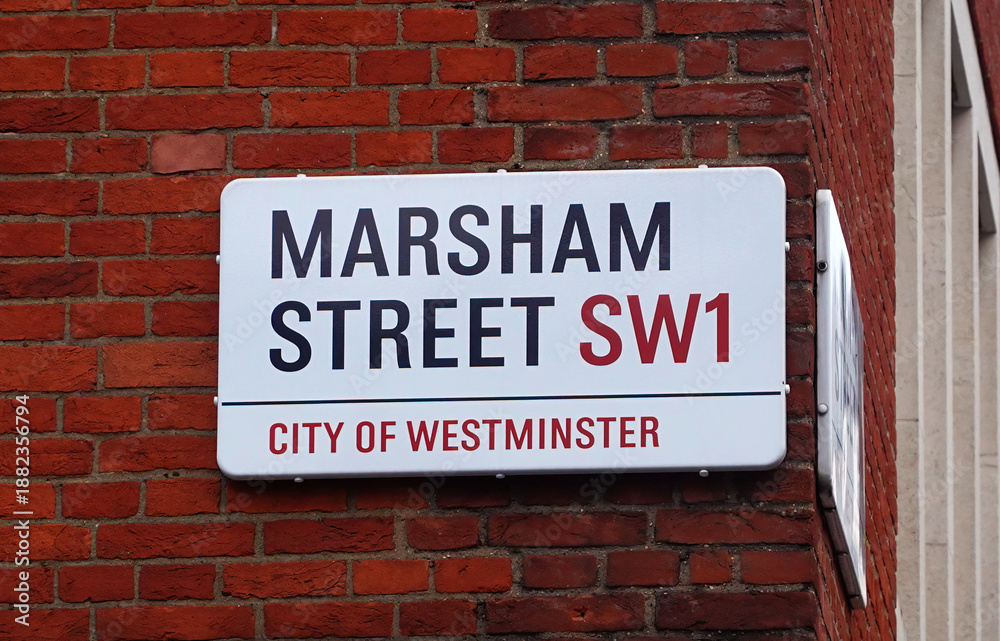 Obraz premium Sign for Marsham Street, City of Westminster, London SW1, UK. 