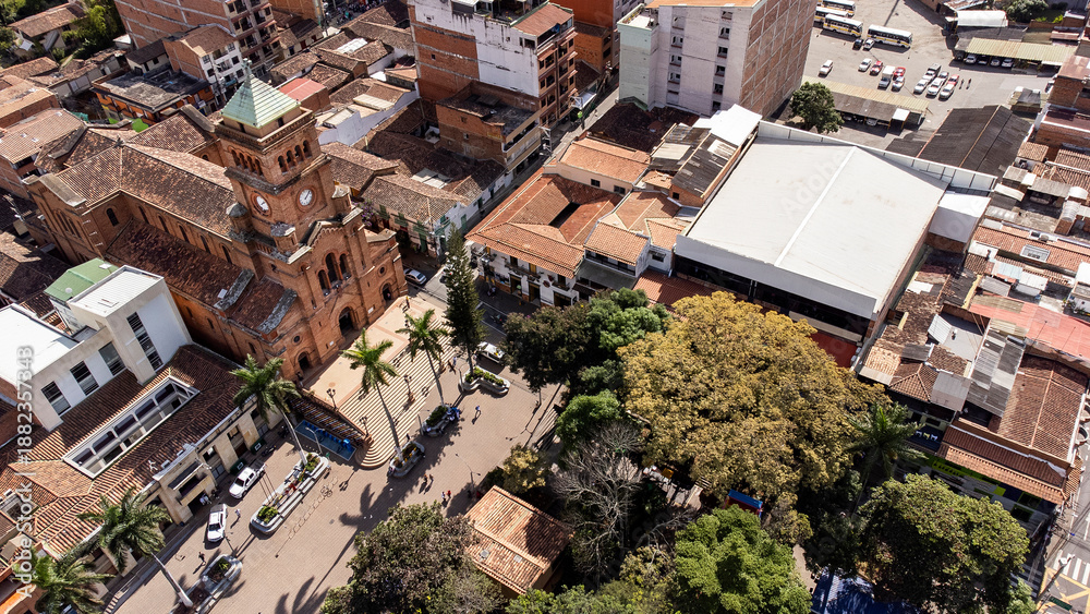 Fototapeta premium Girardota, Antioquia - Colombia. December 30, 2025. Aerial drone view. Municipality with 60,611 inhabitants.