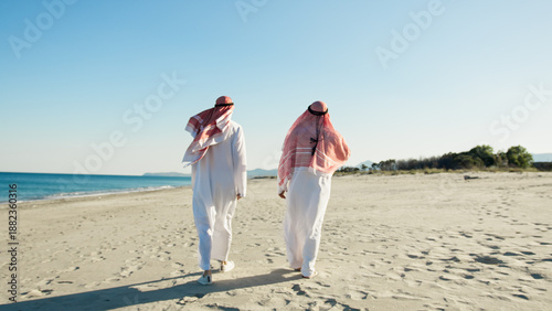 Vászonkép Two Sheiks Taking A Walk To Discuss About Business
