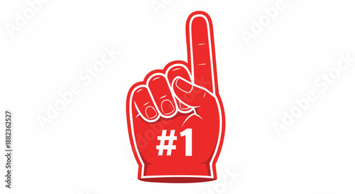 Red Foam Finger Showing Number 1 for Success and Victory.