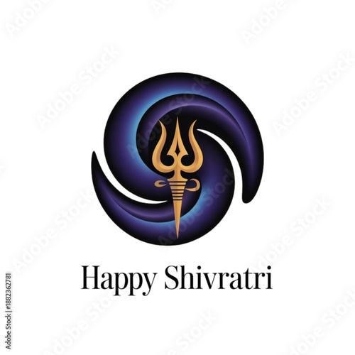 A creative digital illustration wishing happy shivratri featuring lord shiva's trishula symbol Vector, illustration