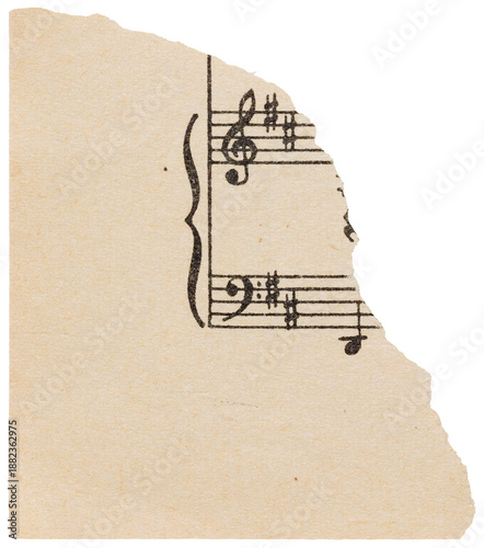 Wallpaper Mural Tear corner of music sheet, old vintage faded paper with notes isolated for scrapbooking Torontodigital.ca