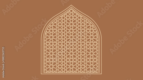 Obraz na plátne Intricate Islamic Arch Window Design with Geometric Patterns.