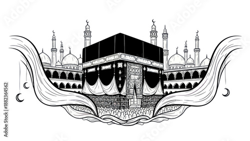 Kaaba in Mecca, Saudi Arabia, a sacred Islamic site.