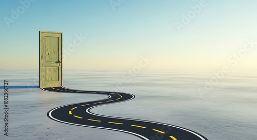 Pathway to Possibility Through Open Door in Desert