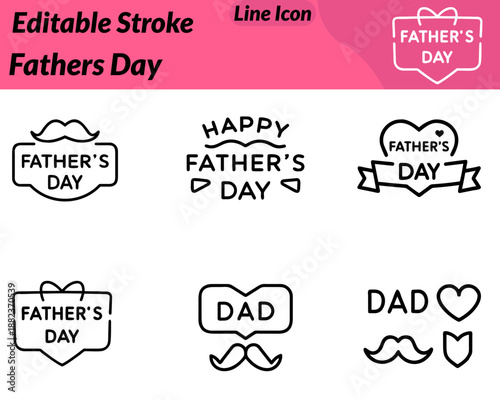 A warm friendly vector character icon celebrating Father’s Day. The character shows a caring father with a child—hugging holding hands. Giving a piggyback ride symbolizing love support family bonding.