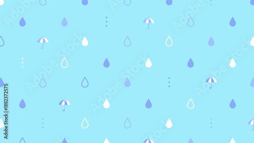 Tableau sur toile 雨 傘 梅雨 雫 かわいい VTuber 配信 サムネイル バナー デザイン 背景 イラスト