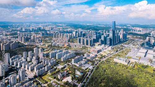 Aerial panoramic view of the CBD in Guanshanhu New District, Guiyang, Guizhou Province, China