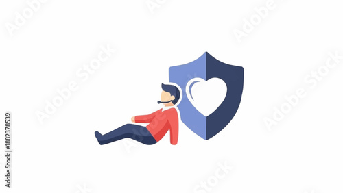 фотографія Person Leaning on Shield with Heart.