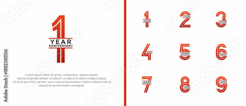 anniversary vector logo set, red color can be use for celebration
