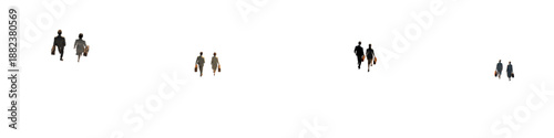 Group of people walking alone in different directions vector illustration