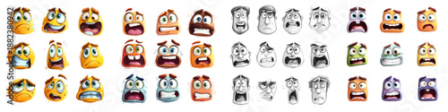 Diverse set of colorful emoticon faces and expressions vector illustration