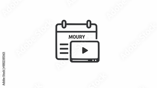 Black and white video play button.