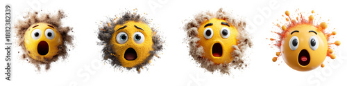 Shocked Virus Emoticons Set, Cartoon Style, Flat Design vector illustration