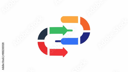 Colorful arrows in circular motion.