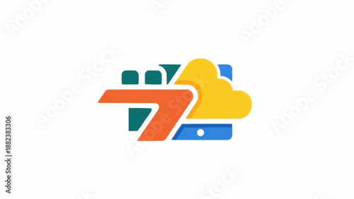 Colorful Number Seven Logo Design.