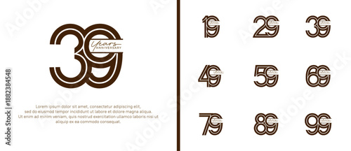 anniversary vector logo set, black color with handwriting can be use for celebration