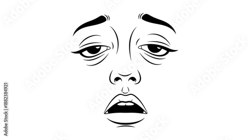 Illustration of a Wrinkled Human Face.