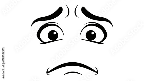 Sad Face Illustration with Black Eyes.