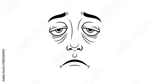 Sad Face Illustration with Frowning Expression.
