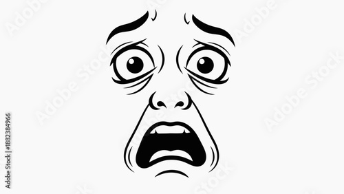 Scared Face with Open Mouth Illustration.