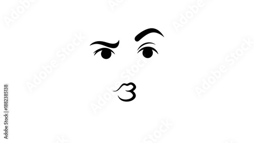 Woman Face Illustration Minimalist Design Eyes Lips.