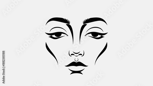 Woman Face Illustration with Makeup Design.