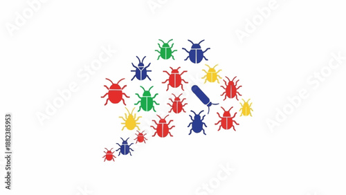 Tableau sur toile Colorful plastic toy bugs insects.