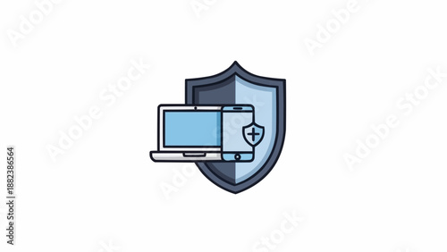 Computer Security Shield Protection Icon Graphic.