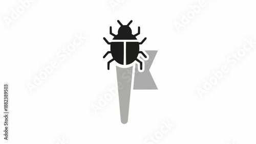 Black Beetle Silhouette on White Background.