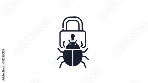 Black beetle with padlock security symbol.